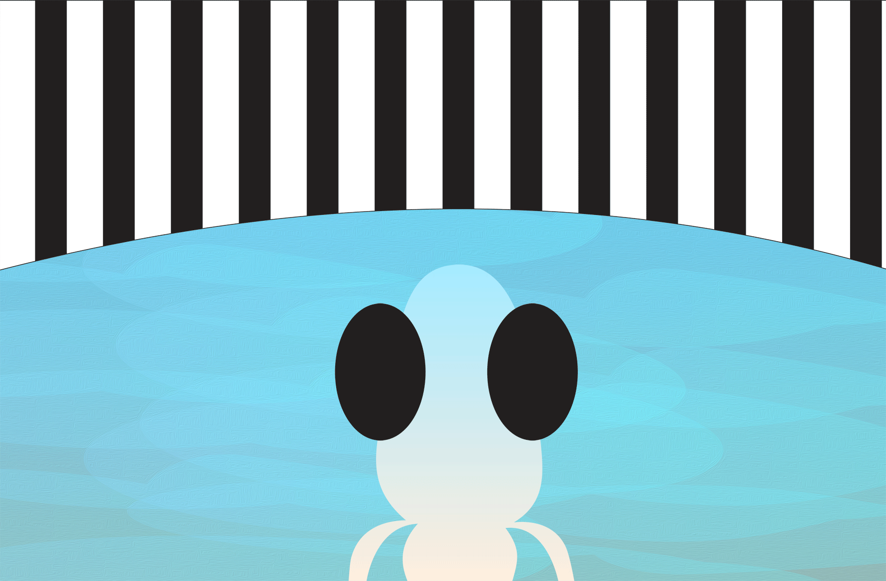 Das Betrachten der sich bewegenden Streifen löst die sogenannte Wasserfall-Illusion aus: wenn das Video stoppt, scheinen sich unbewegte Objekte zu bewegen – eine Illusion, die sowohl Zebrafische als auch Menschen sehen.
