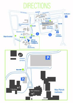 Drawing of a campus map with details highlighted