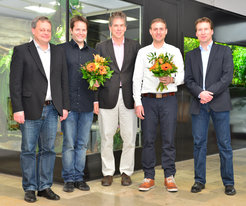 The awardees and their supervisors (left to right): Prof. Mark Hübener, Dr. Georg Keller, Prof. Tobias Bonhoeffer, Dr. Daniel Bölinger, Prof. Tim Gollisch