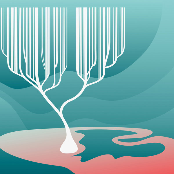 Artistic illustration of a nerve cell whose branches resemble a bar code.